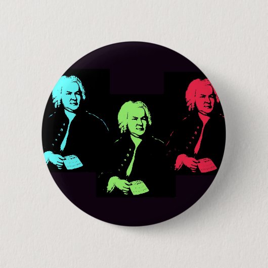 Johann Sebastian Bach Collage Ronde Button 5,7 Cm (Voorkant)