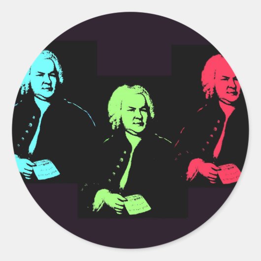 Johann Sebastian Bach Collage Ronde Sticker (Voorkant)
