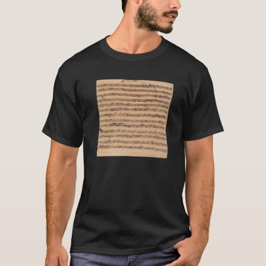 Johann Sebastian Bach Handwrite Taille Sheet Mus T-shirt (Voorkant)