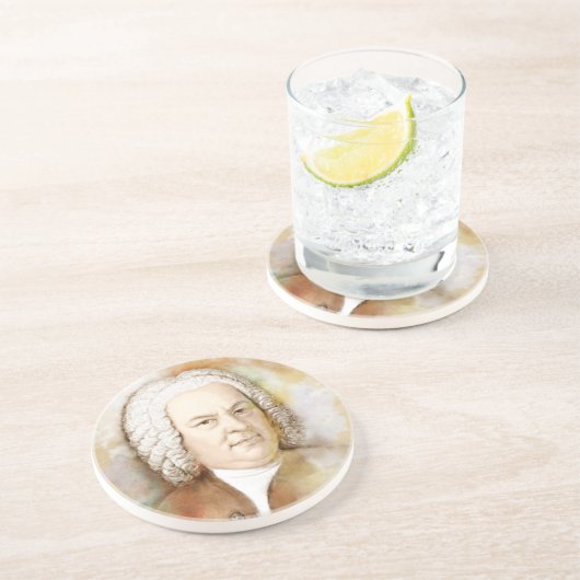 Johann Sebastian Bach im Aquarell Stil Zandsteen Onderzetter (Zijkant)