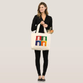 Johann Sebastian Bach im Cartoon Stil Grote Tote Bag (Voorkant (model))