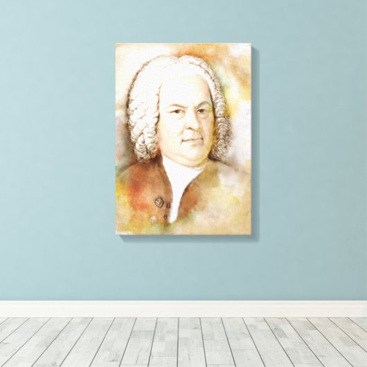 Johann Sebastian Bach op Canvas - Waterverf stijl (Insitu (Houten vloer))
