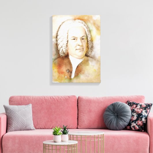 Johann Sebastian Bach op Canvas - Waterverf stijl (Insitu (Woonkamer))