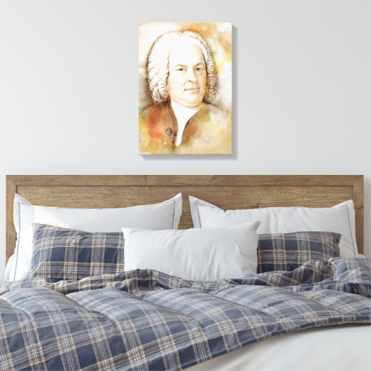 Johann Sebastian Bach op Canvas - Waterverf stijl (Insitu (Slaapkamer))