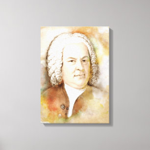 Johann Sebastian Bach op Canvas - Waterverf stijl Afdruk