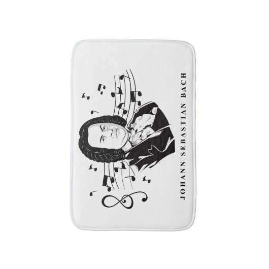 Johann Sebastian Bach Portrait / Bust met notities Badmat (Voorkant Verticaal)