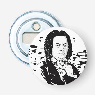 Johann Sebastian Bach Portrait / Bust met notities Button Flesopener