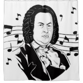 Johann Sebastian Bach Portrait / Bust met notities Douchegordijn (Voorkant)