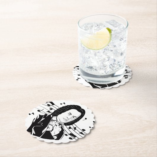 Johann Sebastian Bach Portrait / Bust met notities Kartonnen Onderzetters (Insitu)