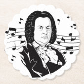 Johann Sebastian Bach Portrait / Bust met notities Kartonnen Onderzetters (Voorkant)