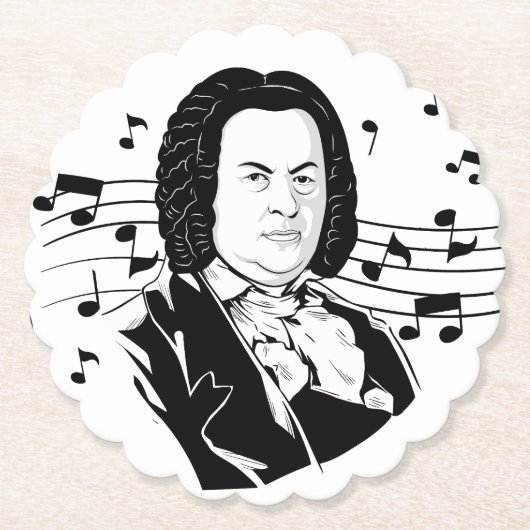 Johann Sebastian Bach Portrait / Bust met notities Kartonnen Onderzetters (Voorkant)