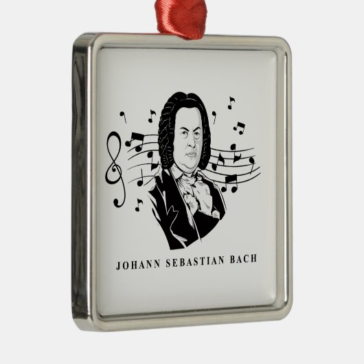 Johann Sebastian Bach Portrait / Bust met notities Metalen Ornament (Rechts)