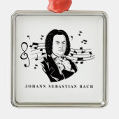 Johann Sebastian Bach Portrait / Bust met notities Metalen Ornament (Voorkant)