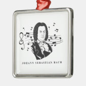 Johann Sebastian Bach Portrait / Bust met notities Metalen Ornament (Links)