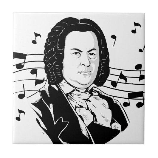 Johann Sebastian Bach Portrait / Bust met notities Tegeltje (Voorkant)
