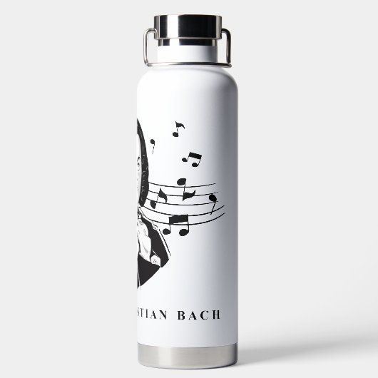 Johann Sebastian Bach Portrait / Bust met notities Waterfles (Achterkant)