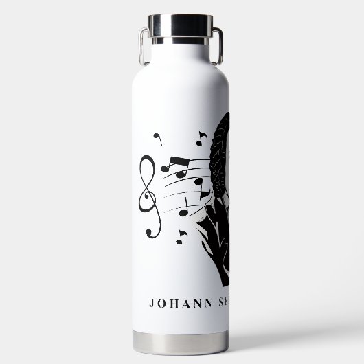 Johann Sebastian Bach Portrait / Bust met notities Waterfles (Voorkant)