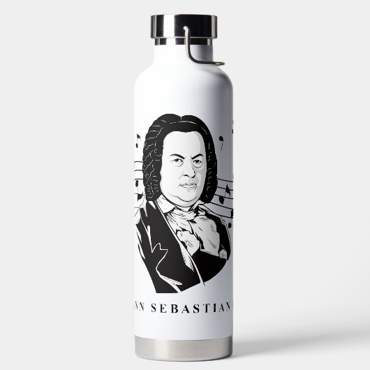 Johann Sebastian Bach Portrait / Bust met notities Waterfles (Links)