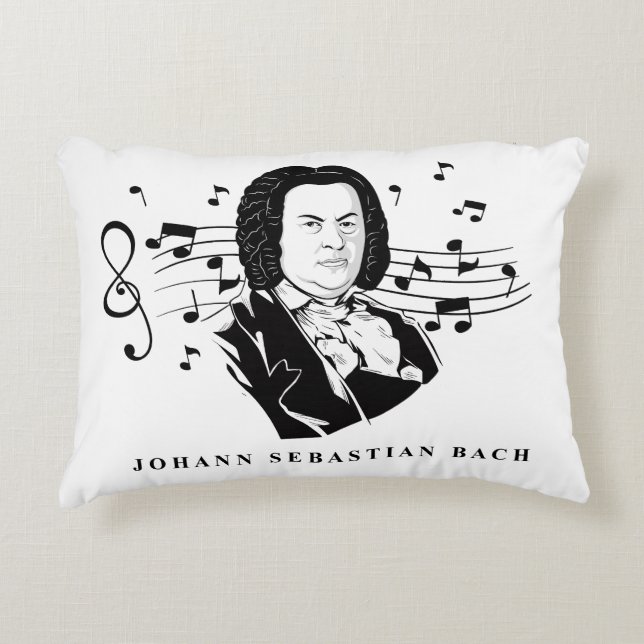 Johann Sebastian Bach Portrait en Bust met notitie Accent Kussen (Voorkant)
