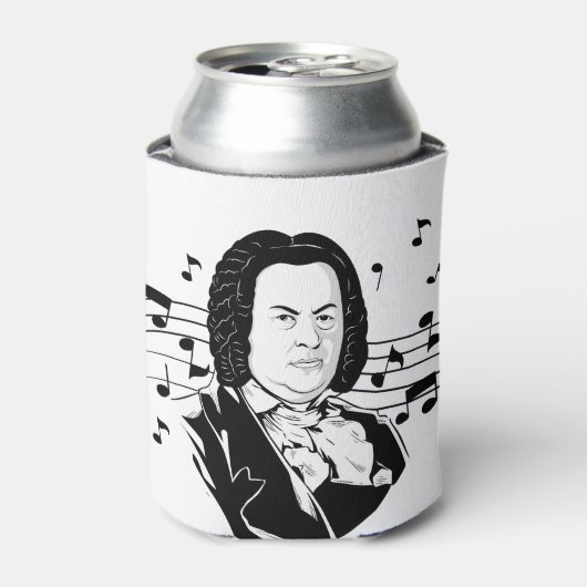 Johann Sebastian Bach Portrait en Bust met notitie Blikjeskoeler (Blikje Voorkant)