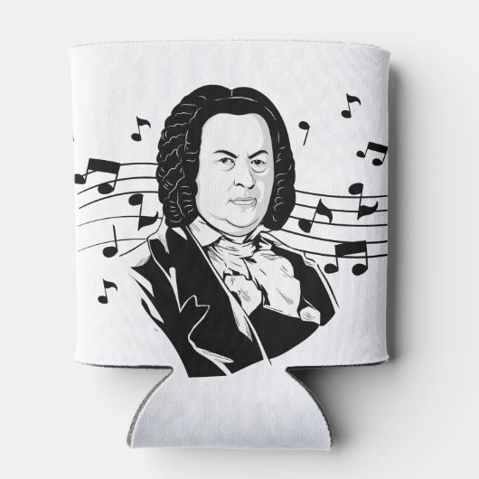 Johann Sebastian Bach Portrait en Bust met notitie Blikjeskoeler (Achterkant)
