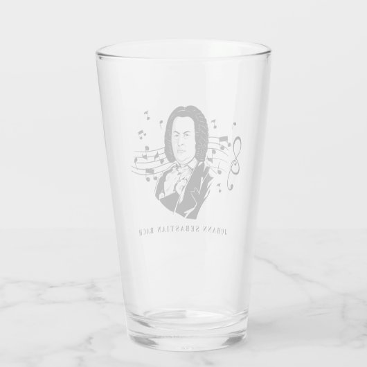 Johann Sebastian Bach Portrait en Bust met notitie Glas (Achterkant)