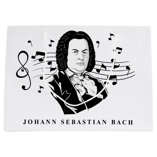 Johann Sebastian Bach Portrait en Bust met notitie Groot Cadeauzakje (Voorkant)