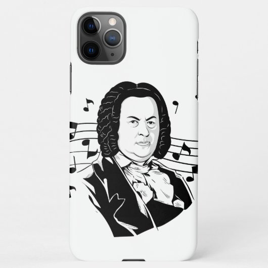Johann Sebastian Bach Portrait en Bust met notitie iPhone Hoesje (Achterkant)