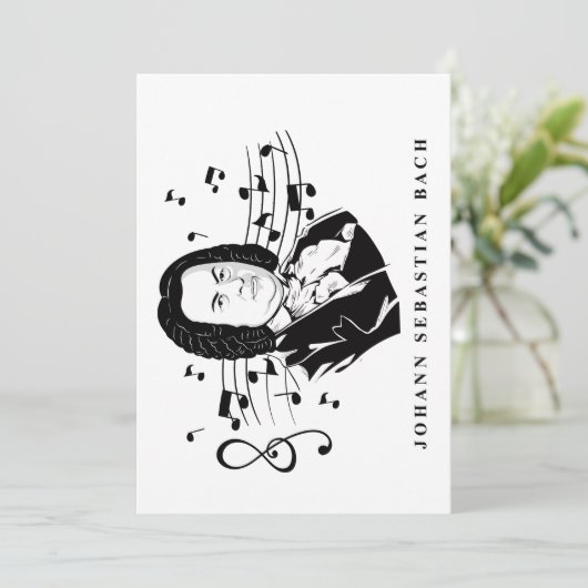Johann Sebastian Bach Portrait en Bust met notitie Kaart (Staand voorkant)
