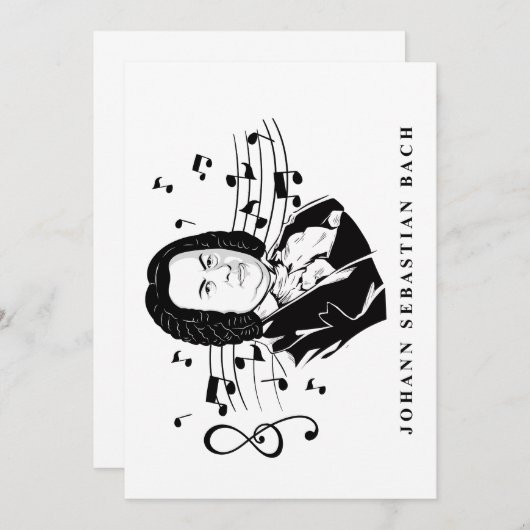 Johann Sebastian Bach Portrait en Bust met notitie Kaart (Voorkant / Achterkant)
