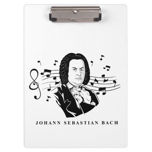 Johann Sebastian Bach Portrait en Bust met notitie Klembord (Voorkant)