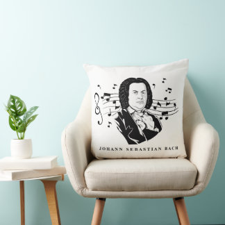 Johann Sebastian Bach Portrait en Bust met notitie Kussen