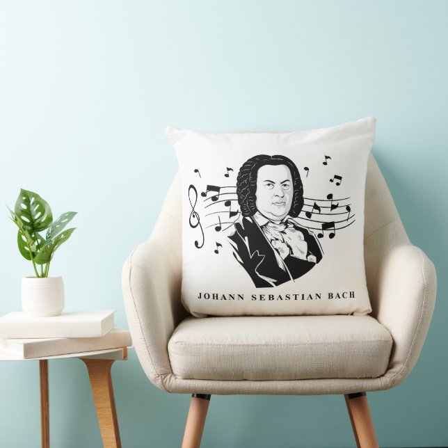 Johann Sebastian Bach Portrait en Bust met notitie Kussen (Stoel)