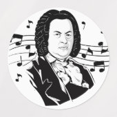 Johann Sebastian Bach Portrait en Bust met notitie Labels (Design 1)
