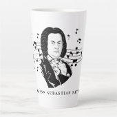 Johann Sebastian Bach Portrait en Bust met notitie Latte Mok (Voorkant)