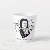 Johann Sebastian Bach Portrait en Bust met notitie Latte Mok (Voorkant)
