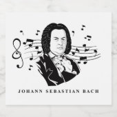 Johann Sebastian Bach Portrait en Bust met notitie Likeurfles Etiket (Enkel label)
