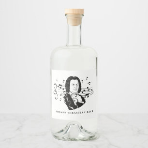 Johann Sebastian Bach Portrait en Bust met notitie Likeurfles Etiket