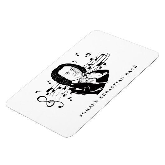 Johann Sebastian Bach Portrait en Bust met notitie Magneet (Linkerzijde)