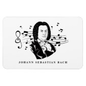 Johann Sebastian Bach Portrait en Bust met notitie Magneet (Horizontaal)