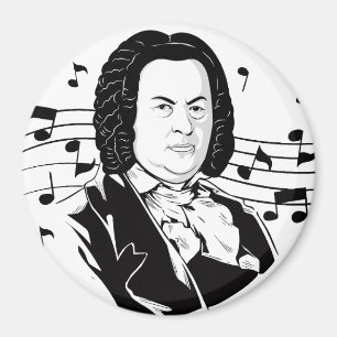 Johann Sebastian Bach Portrait en Bust met notitie Magneet