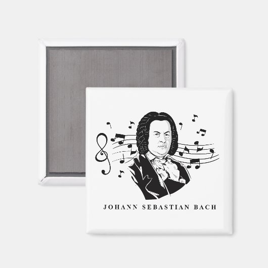 Johann Sebastian Bach Portrait en Bust met notitie Magneet (Voorkant / Achterkant)