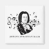 Johann Sebastian Bach Portrait en Bust met notitie Magneet (Voorkant)