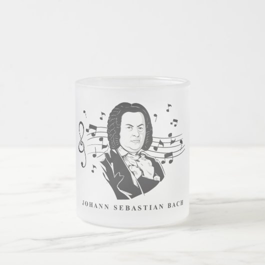 Johann Sebastian Bach Portrait en Bust met notitie Matglas Koffiemok (Center)