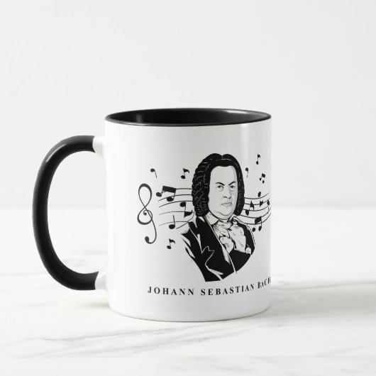Johann Sebastian Bach Portrait en Bust met notitie Mok (Links)