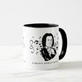 Johann Sebastian Bach Portrait en Bust met notitie Mok (Voorkant rechts)
