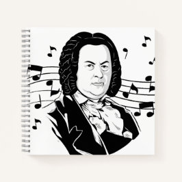 Johann Sebastian Bach Portrait en Bust met notitie Notitieboek