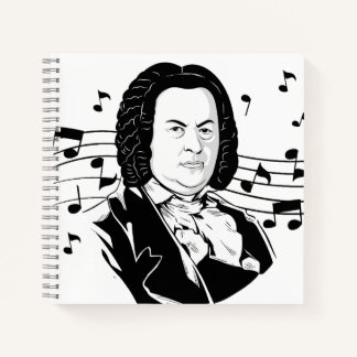 Johann Sebastian Bach Portrait en Bust met notitie Notitieboek