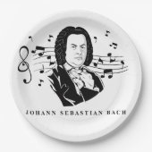 Johann Sebastian Bach Portrait en Bust met notitie Papieren Bordje (Voorkant)