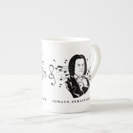 Johann Sebastian Bach Portrait en Bust met notitie Porselein Kop